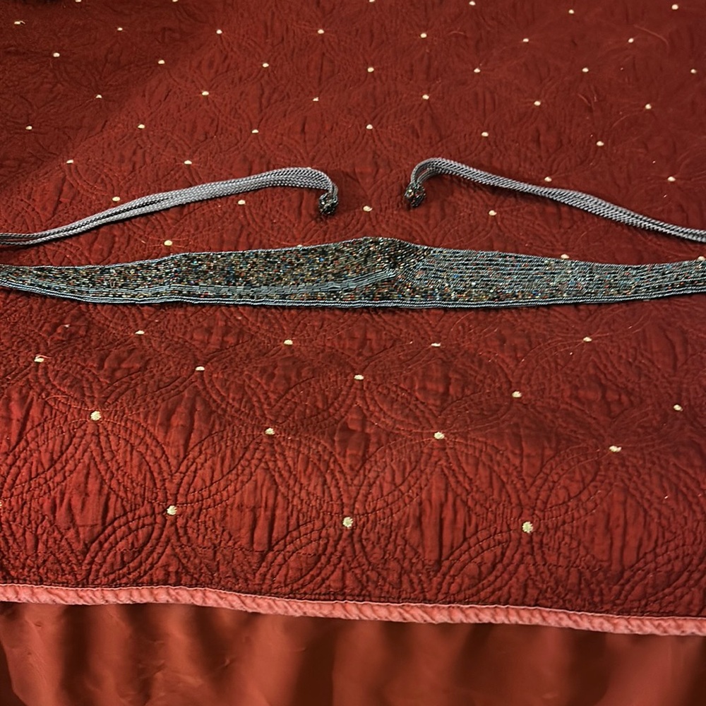 Christian Dior vintage beaded multicolored cummerbund belt 2 hearts